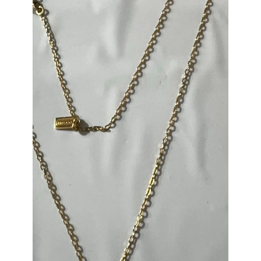 Gold-Tone Chain Necklace With Rhinestone Ball Pendant By Coach - Picture 4 of 6